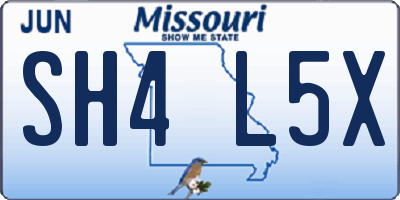 MO license plate SH4L5X
