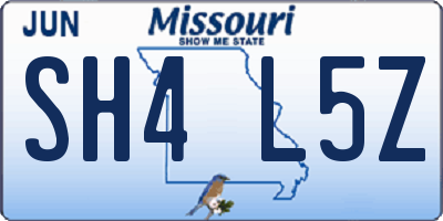 MO license plate SH4L5Z