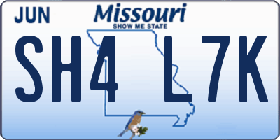 MO license plate SH4L7K