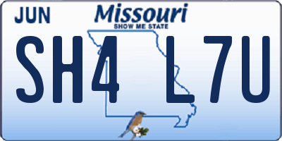 MO license plate SH4L7U