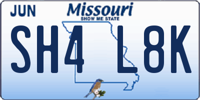 MO license plate SH4L8K