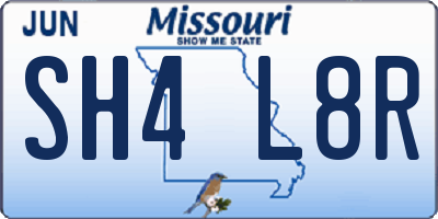 MO license plate SH4L8R