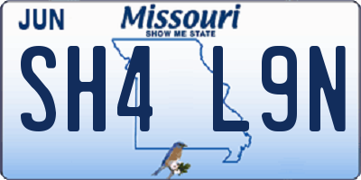MO license plate SH4L9N