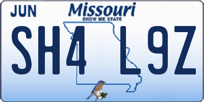 MO license plate SH4L9Z