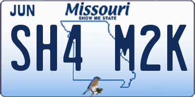 MO license plate SH4M2K