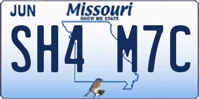MO license plate SH4M7C