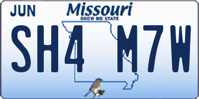 MO license plate SH4M7W