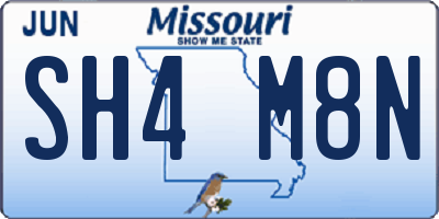 MO license plate SH4M8N