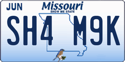 MO license plate SH4M9K