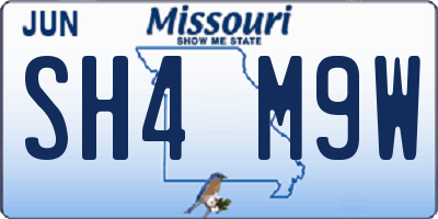 MO license plate SH4M9W