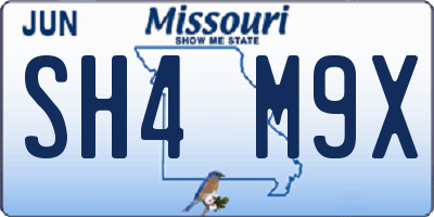 MO license plate SH4M9X