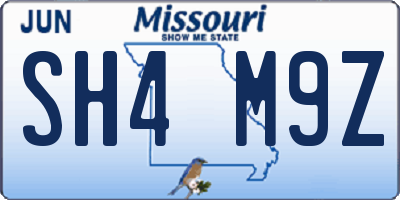 MO license plate SH4M9Z