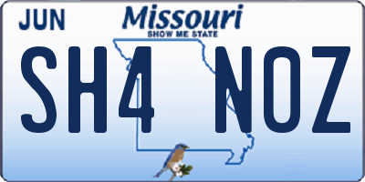 MO license plate SH4N0Z