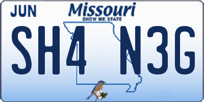 MO license plate SH4N3G