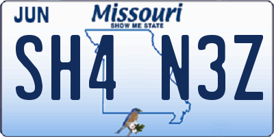 MO license plate SH4N3Z