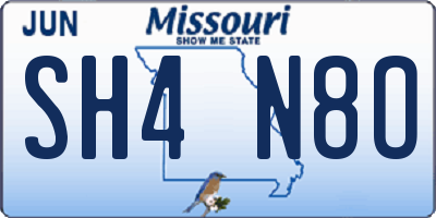 MO license plate SH4N8O