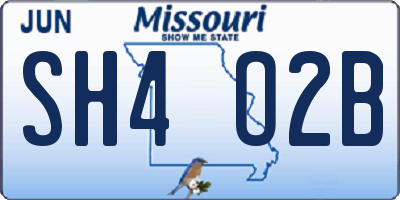 MO license plate SH4O2B