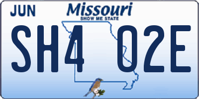 MO license plate SH4O2E