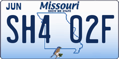 MO license plate SH4O2F