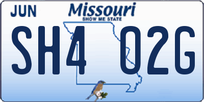 MO license plate SH4O2G