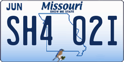 MO license plate SH4O2I