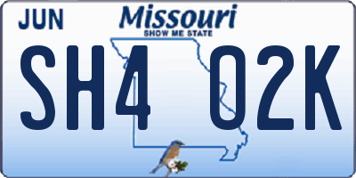 MO license plate SH4O2K