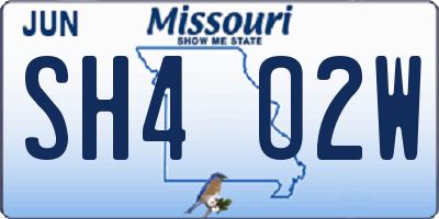 MO license plate SH4O2W