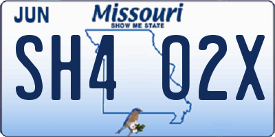 MO license plate SH4O2X
