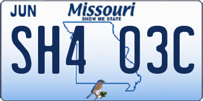 MO license plate SH4O3C