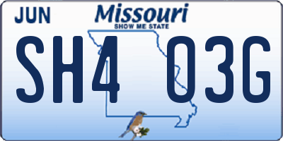 MO license plate SH4O3G