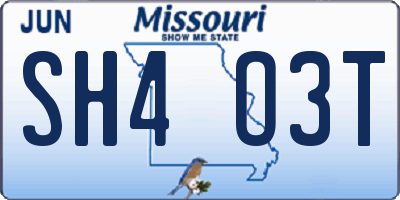 MO license plate SH4O3T