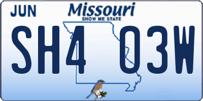 MO license plate SH4O3W