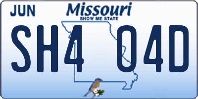 MO license plate SH4O4D