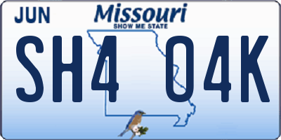 MO license plate SH4O4K