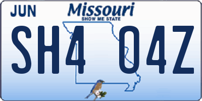 MO license plate SH4O4Z
