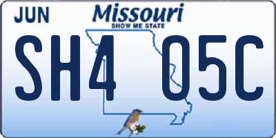 MO license plate SH4O5C