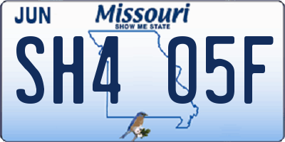 MO license plate SH4O5F