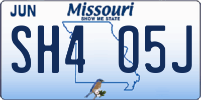 MO license plate SH4O5J