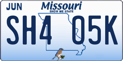 MO license plate SH4O5K