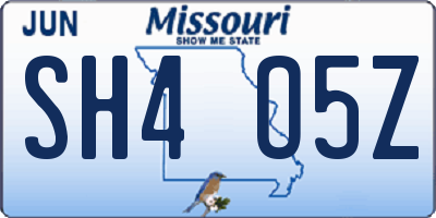 MO license plate SH4O5Z