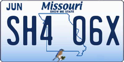 MO license plate SH4O6X