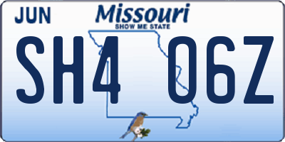 MO license plate SH4O6Z