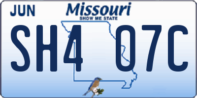 MO license plate SH4O7C