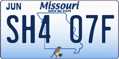 MO license plate SH4O7F