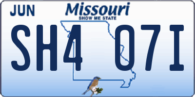 MO license plate SH4O7I