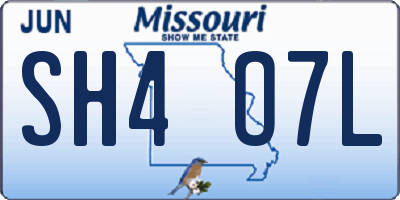 MO license plate SH4O7L