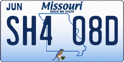MO license plate SH4O8D