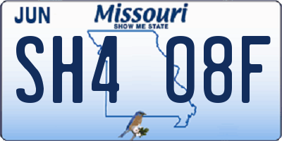 MO license plate SH4O8F