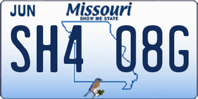MO license plate SH4O8G