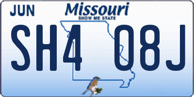 MO license plate SH4O8J
